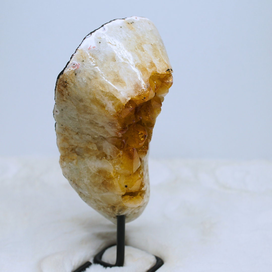 Large Raw Citrine Cluster On Stand Protection, Healing Stone, Reiki, Energy