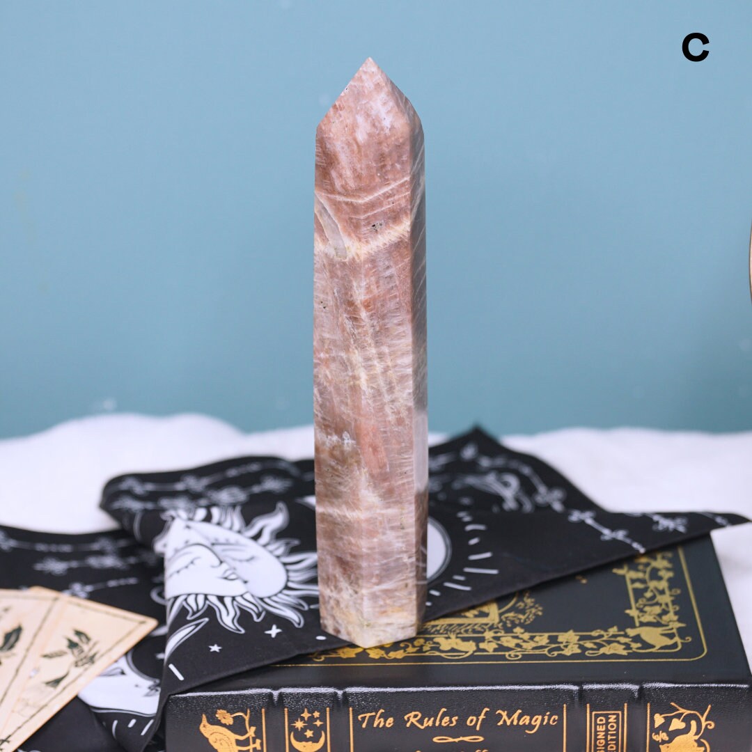 Large Stunning Blue Flash Moonstone Crystal Tower Natural Moonstone Healing Crystal Point Polished Moonstone Stone