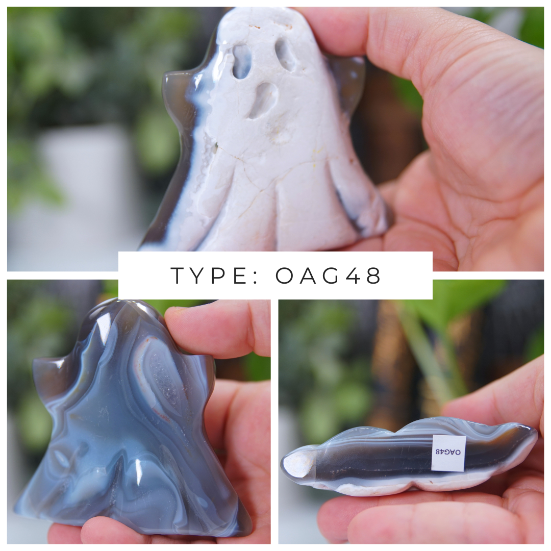 Orca Agate Blue Grey Ghost Carvings