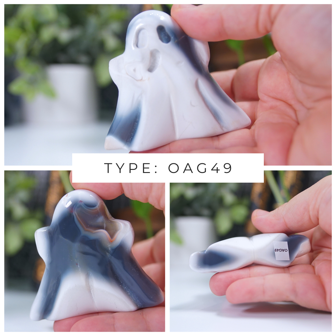 Orca Agate Blue Grey Ghost Carvings