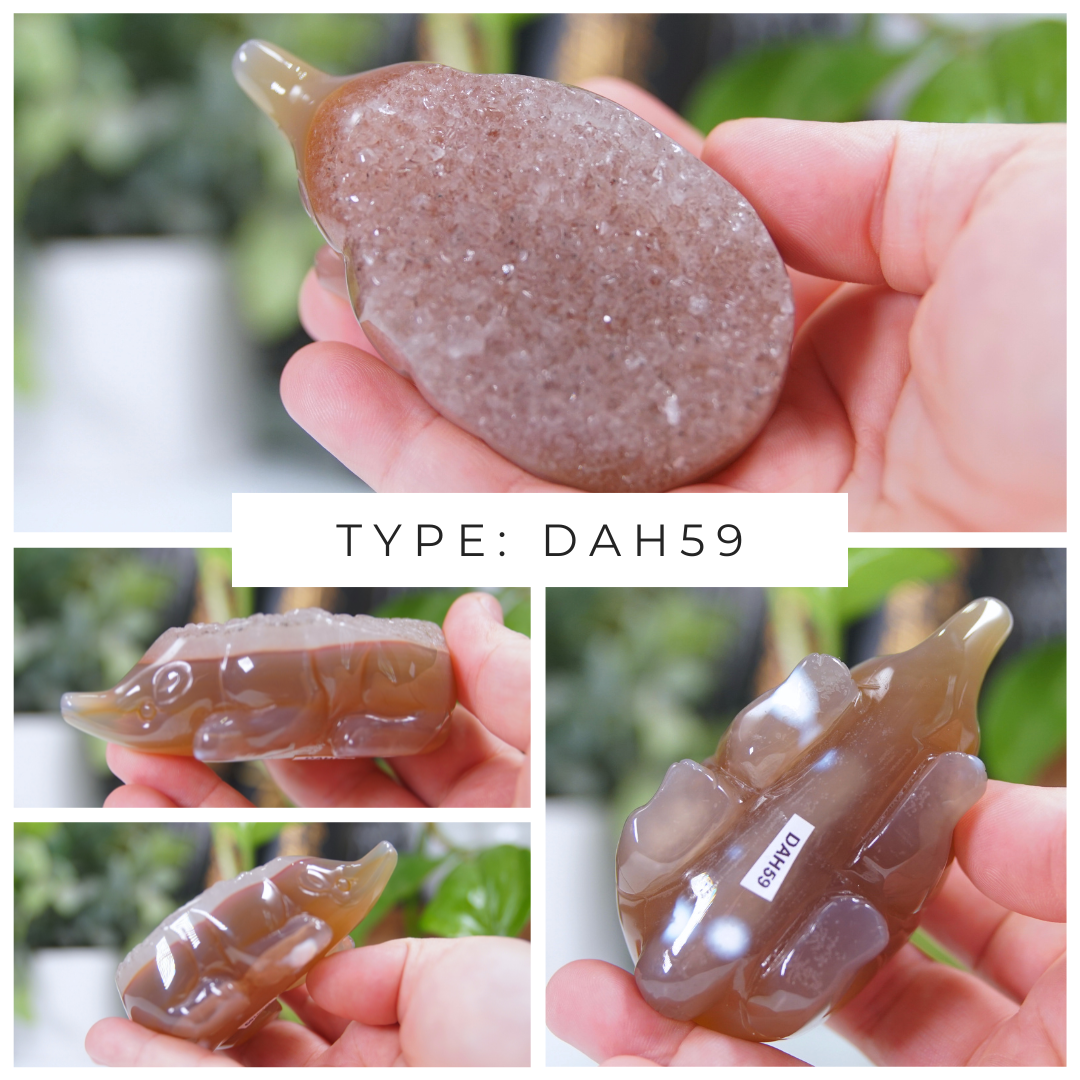 Agate & Amethyst Hedgehog Carvings