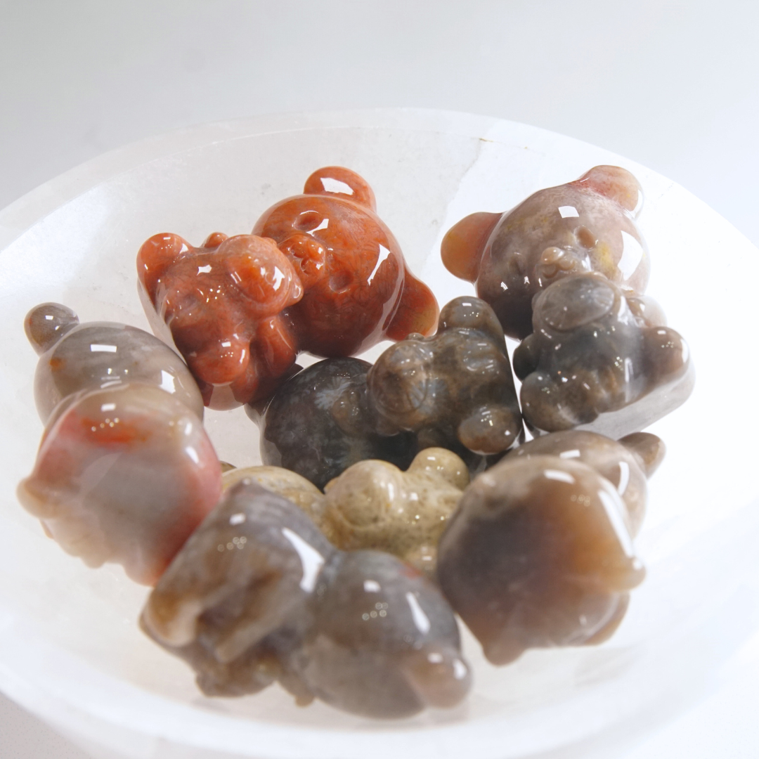 MINI Coral Jasper Teddy Bear Carving | Intuitively Chosen