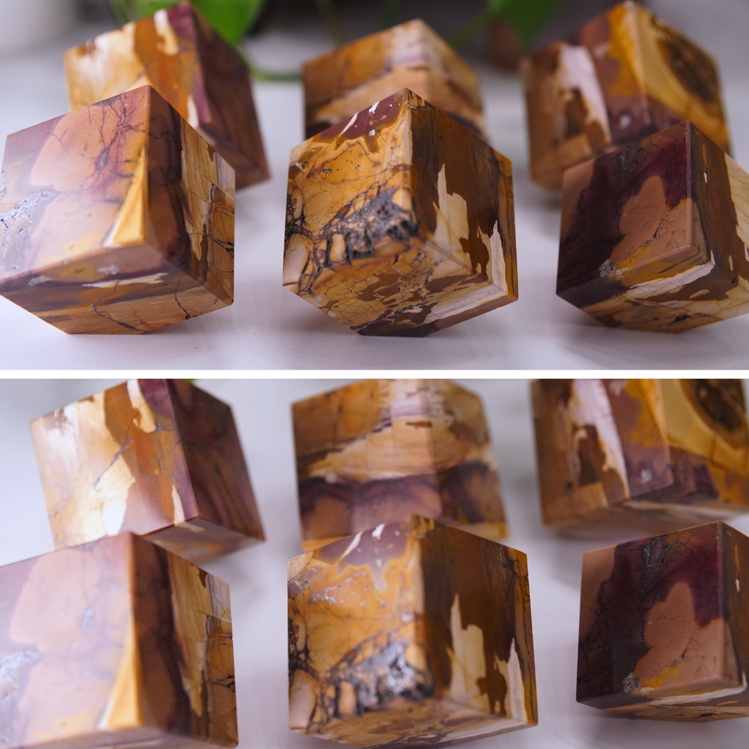 Earthy Brown, Yellow, And Red Mookaite Cubes | Pick Your Favorite