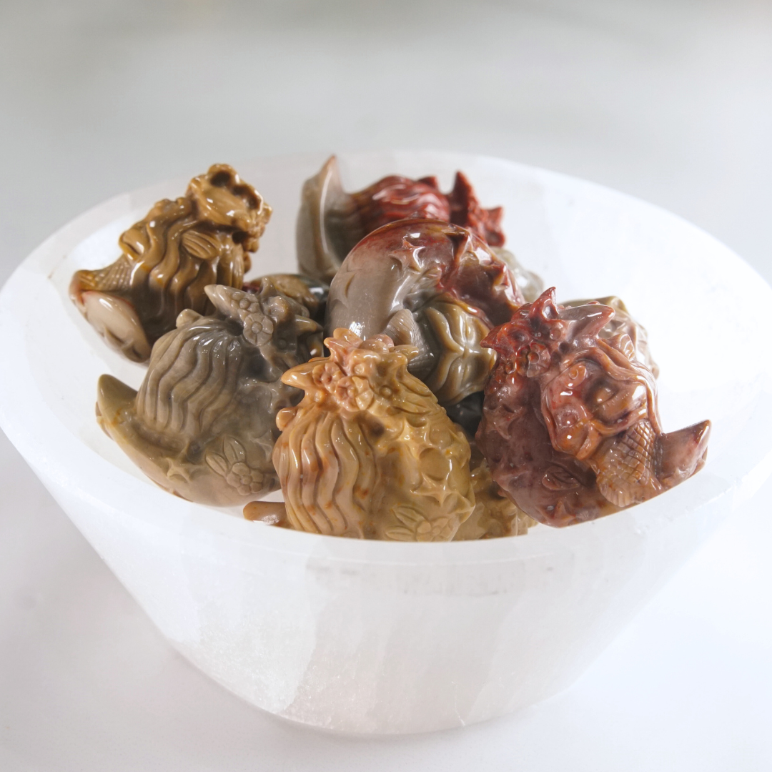 MINI Alashan Agate Sitting Mermaid On Moon Carving | Intuitively Chosen