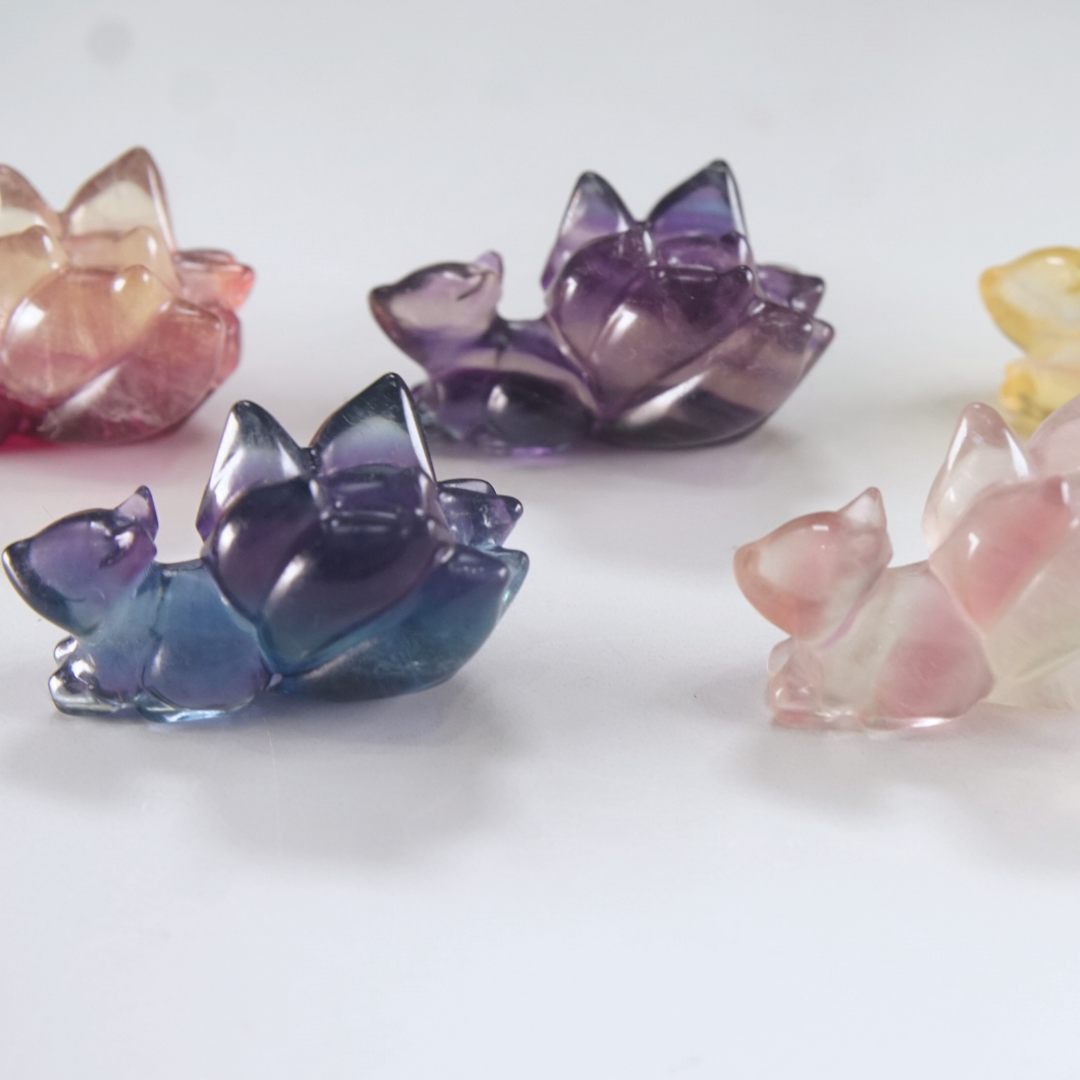 MINI Candy Fluorite Fox Carving | Intuitively Chosen