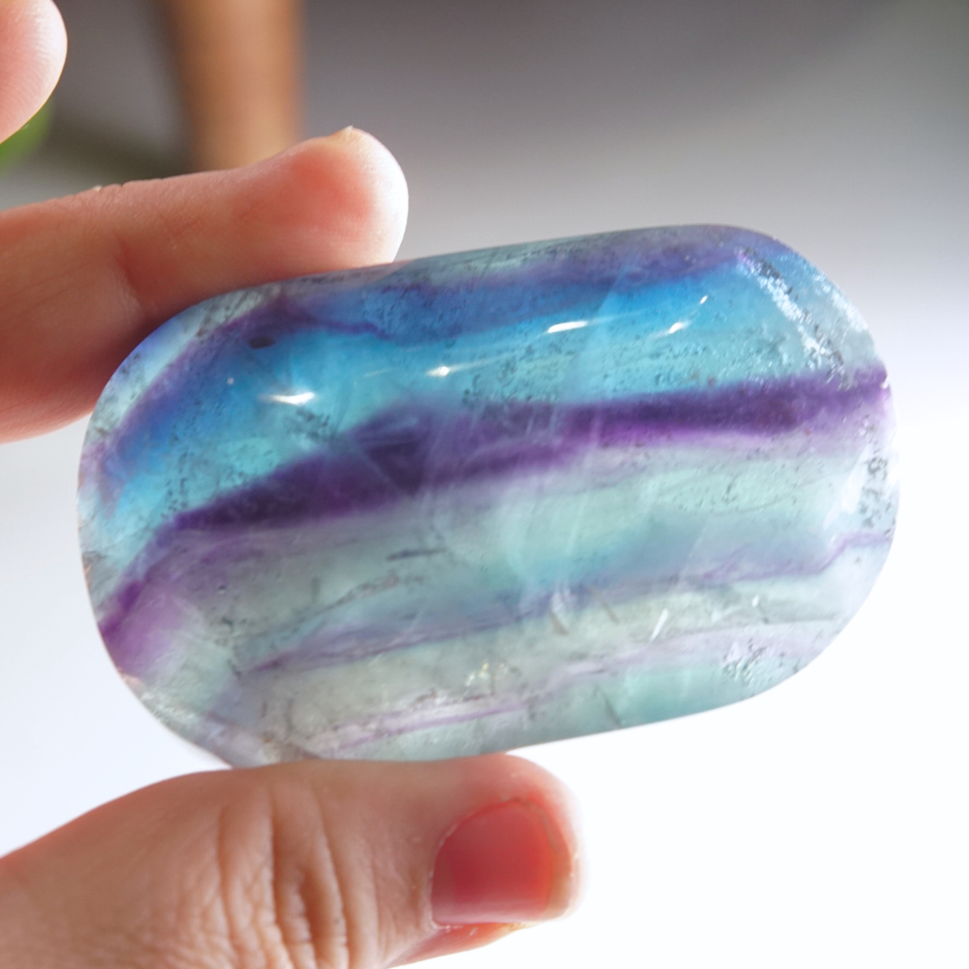 Rainbow Fluorite Palm Stone | High Quality Glassy Fluorite Palm Stone (A)