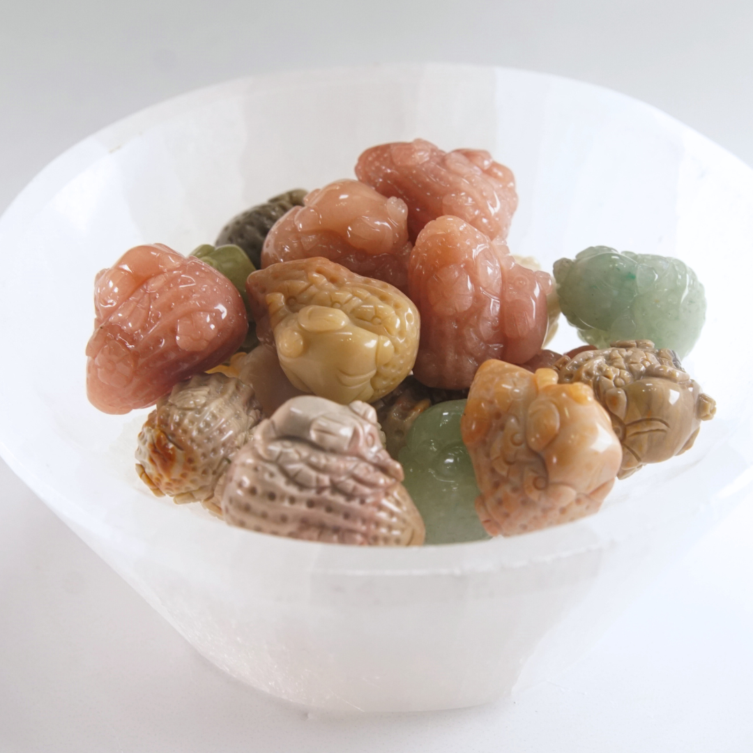 MINI Alashan Agate Sleepy Elephant On Peanut Carving | Intuitively Chosen
