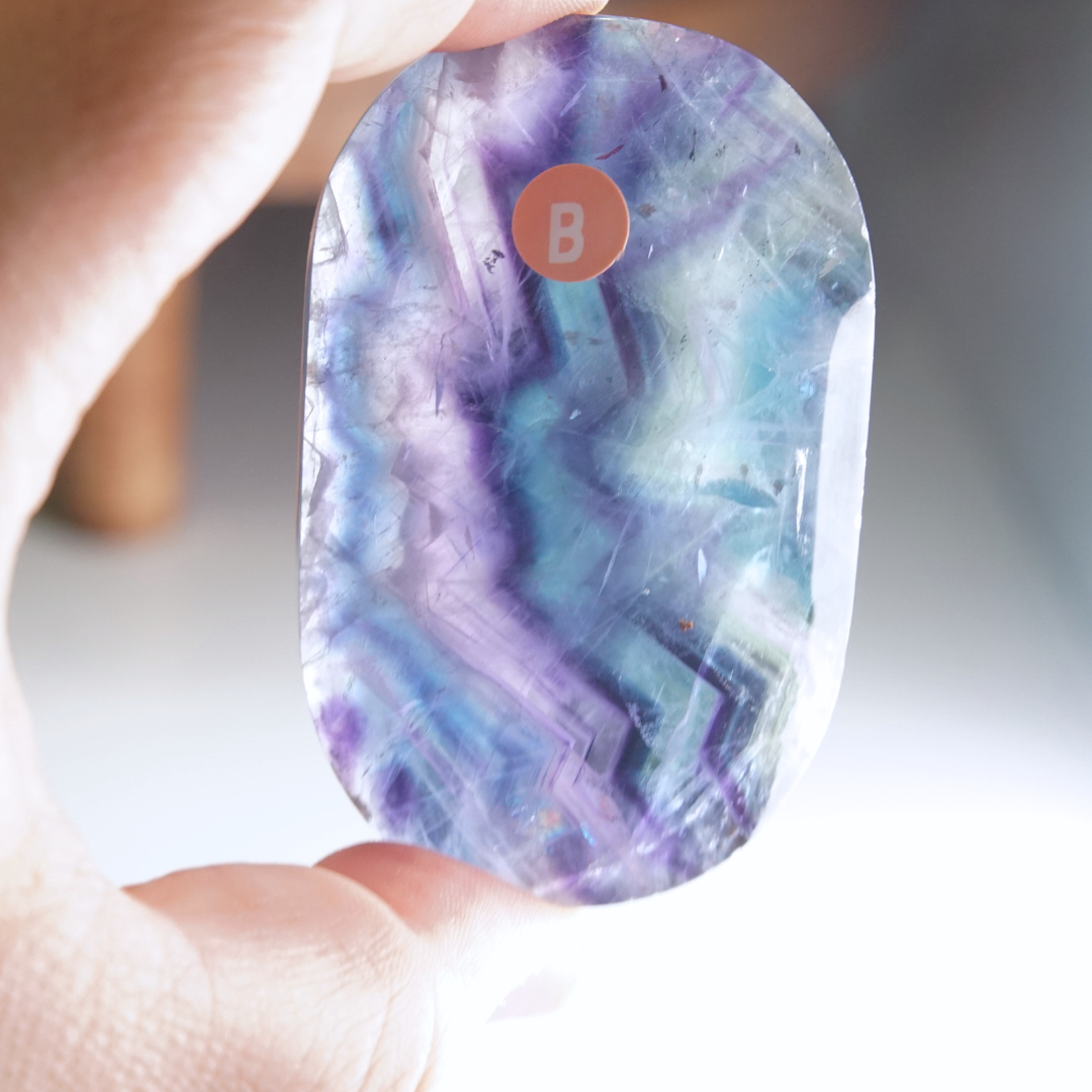 Rainbow Fluorite Palm Stone | High Quality Glassy Fluorite Palm Stone (B)