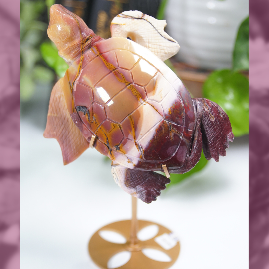 Mookaite Sea Turtle Boutique Carving (with Stand)
