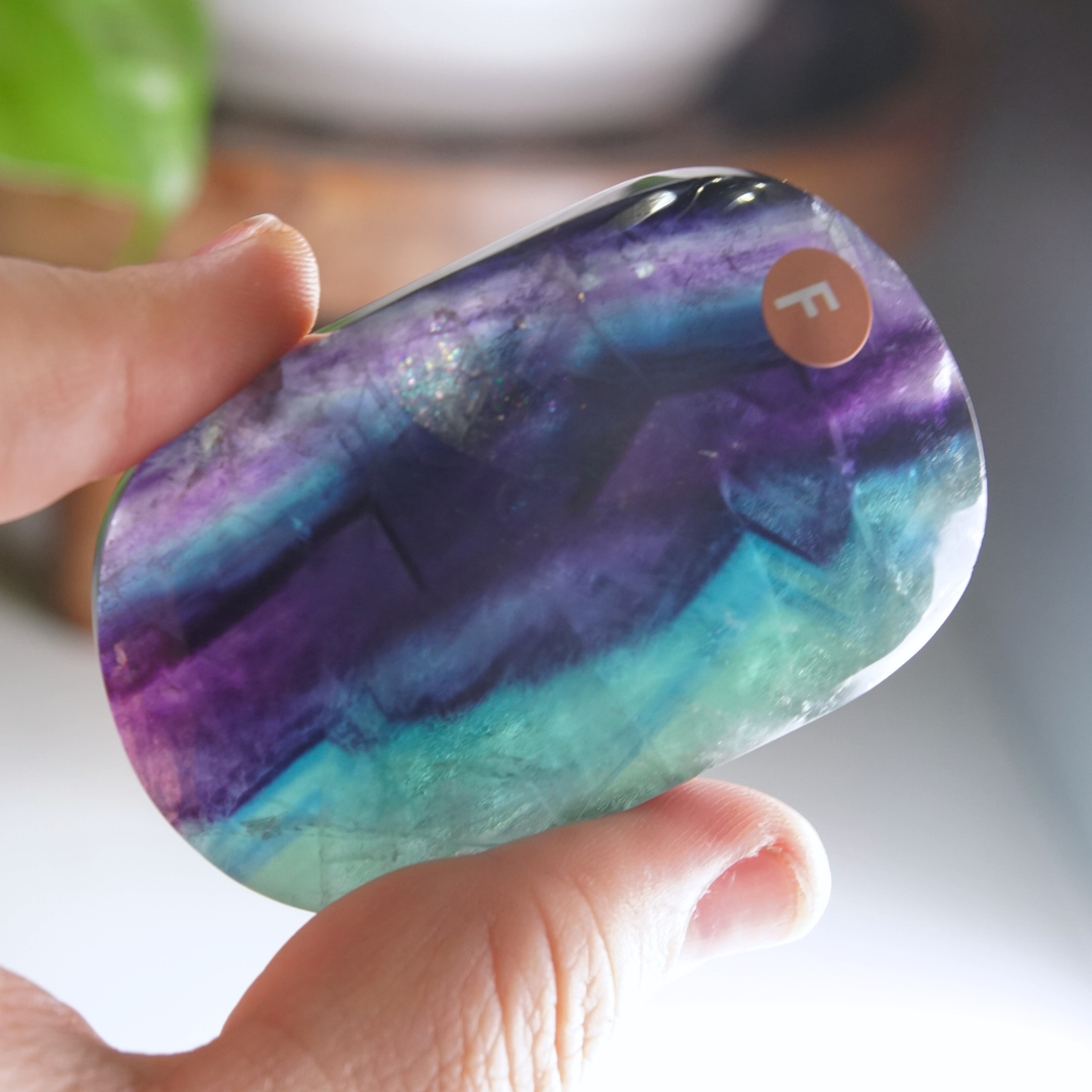 Rainbow Fluorite Palm Stone | High Quality Glassy Fluorite Palm Stone (F)