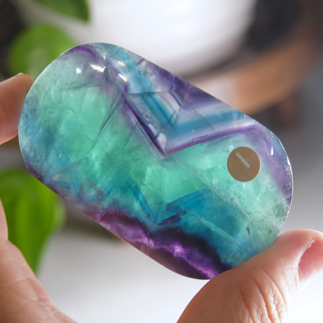 Rainbow Fluorite Palm Stone | High Quality Glassy Fluorite Palm Stone (I)