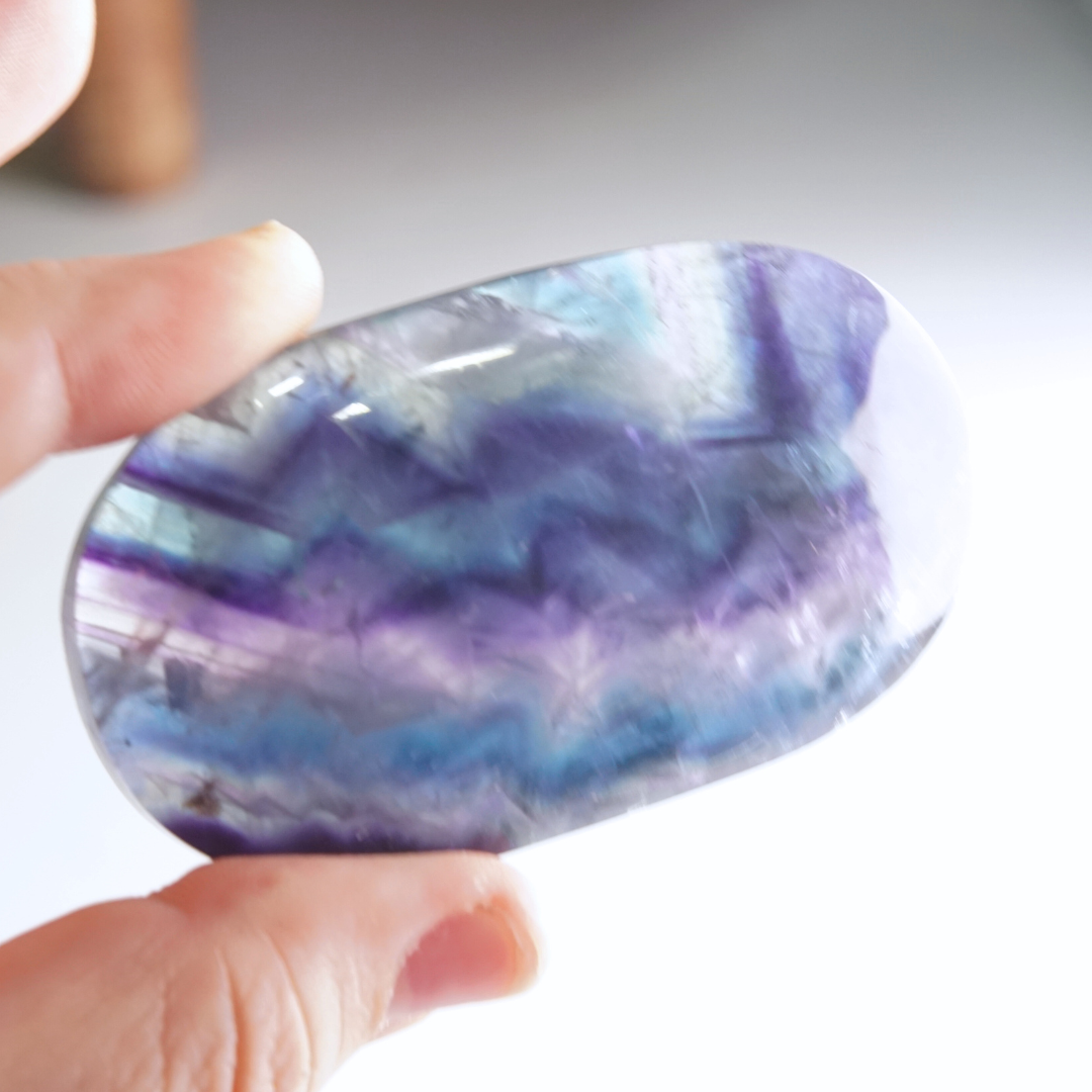 Rainbow Fluorite Palm Stone | High Quality Glassy Fluorite Palm Stone (C)