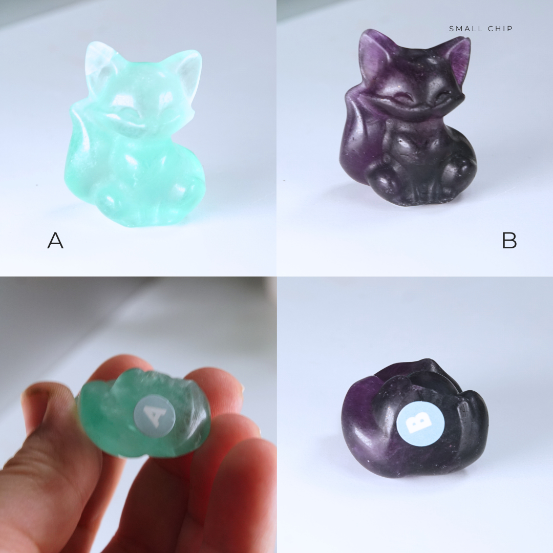 MINI Candy Fluorite Fox Carving | Pick Your Favorite
