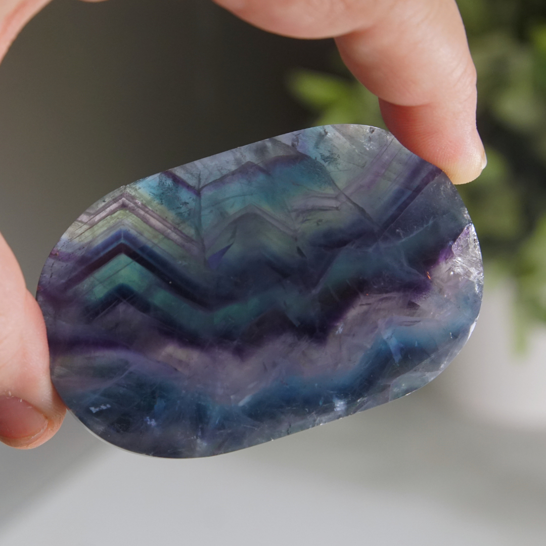 Rainbow Fluorite Palm Stone | High Quality Glassy Fluorite Palm Stone (B)