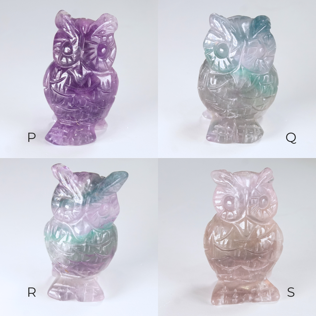 MINI Rainbow Fluorite Owl Carving | Pick Your Favorite
