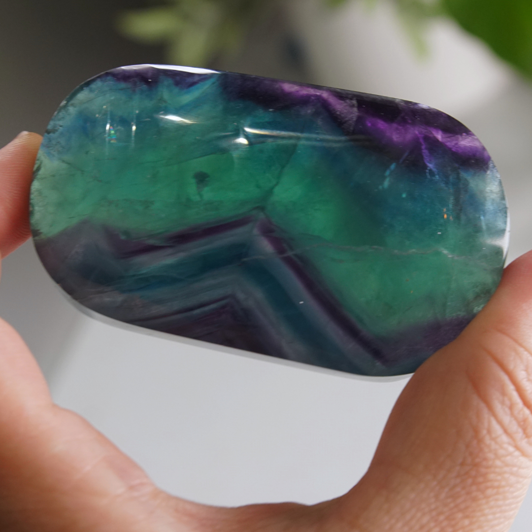 Rainbow Fluorite Palm Stone | High Quality Glassy Fluorite Palm Stone (I)