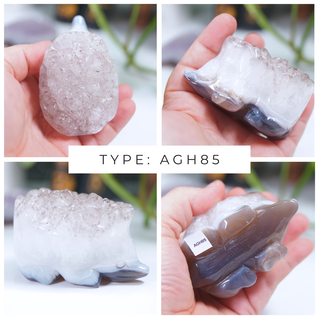 Agate & Amethyst Hedgehog Carvings