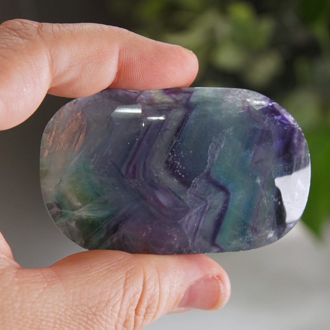 Rainbow Fluorite Palm Stone | High Quality Glassy Fluorite Palm Stone (G)