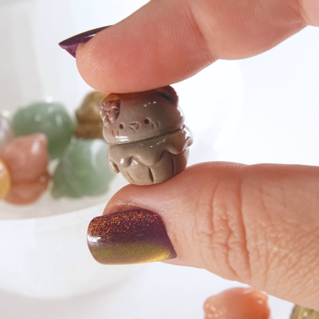 MINI Alashan Agate Cupcake Kitten Carving | Intuitively Chosen