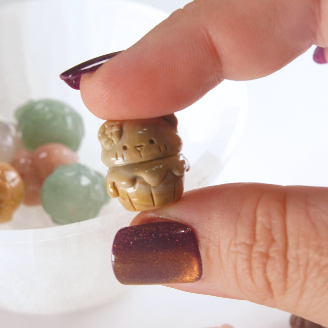 MINI Alashan Agate Cupcake Kitten Carving | Intuitively Chosen