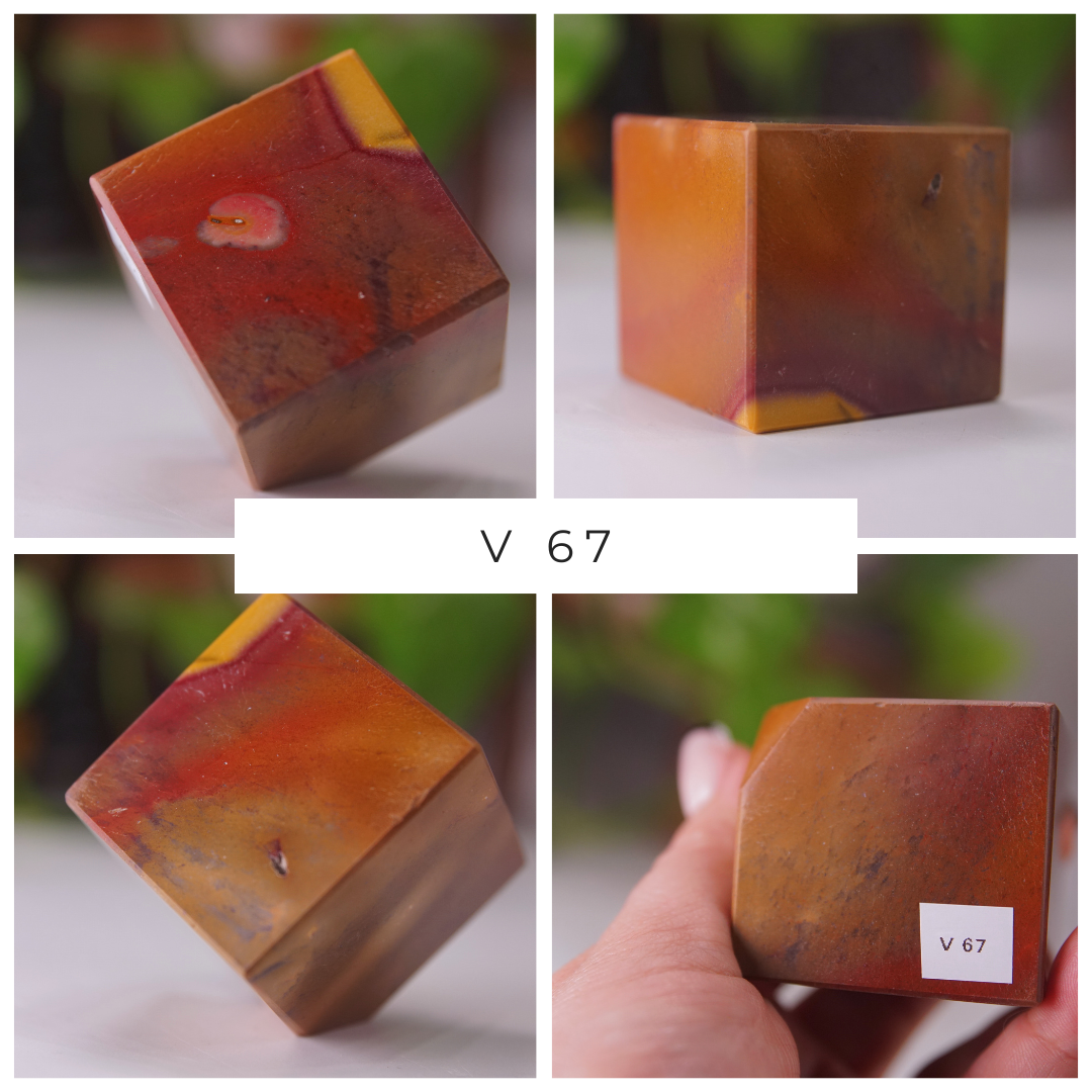Yellow And Red With Hematite Mookaite Cubes | Pick Your Favorite