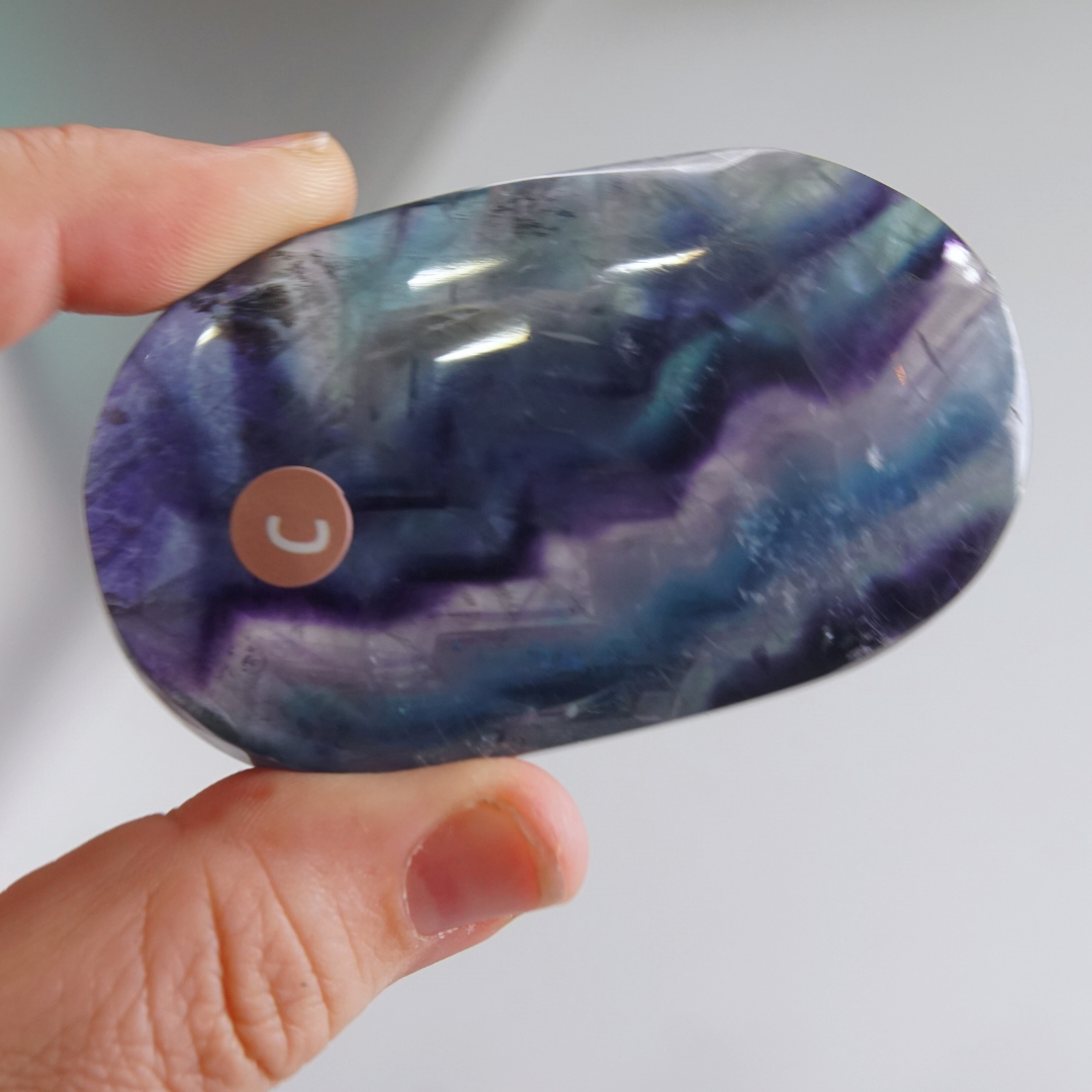 Rainbow Fluorite Palm Stone | High Quality Glassy Fluorite Palm Stone (C)