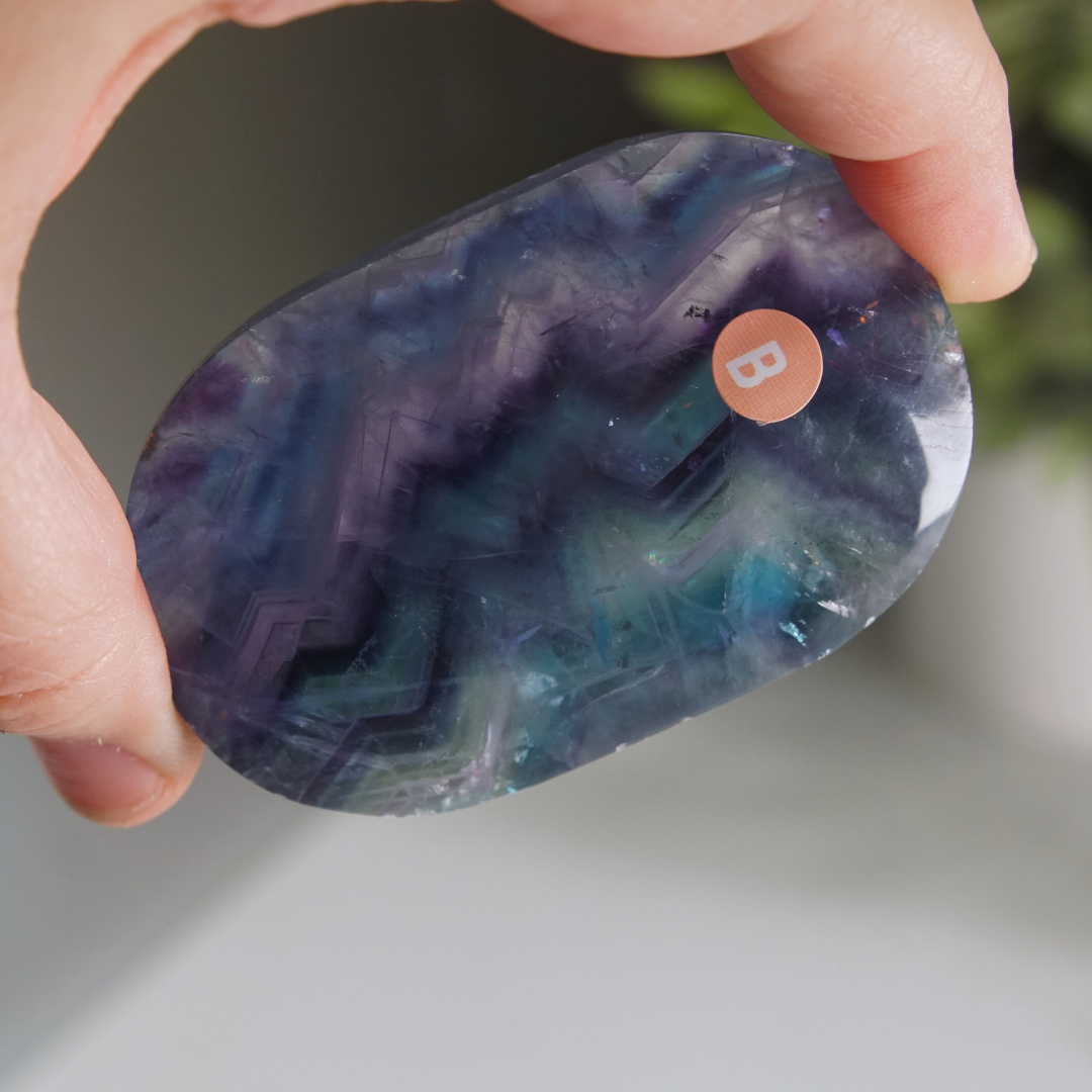 Rainbow Fluorite Palm Stone | High Quality Glassy Fluorite Palm Stone (B)