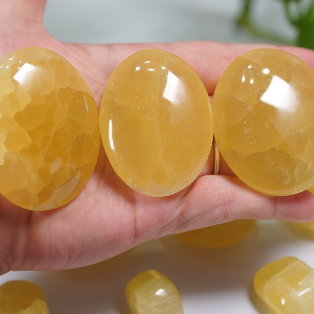 Lemon Calcite Palms & Tumbles From Pakistan - Intuitively Selected