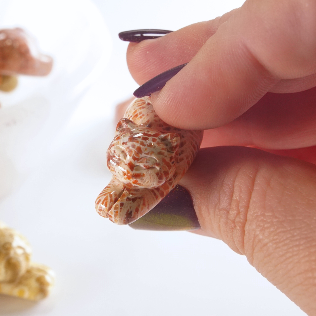 MINI Coral Jasper Stretching Cat Carving | Intuitively Chosen