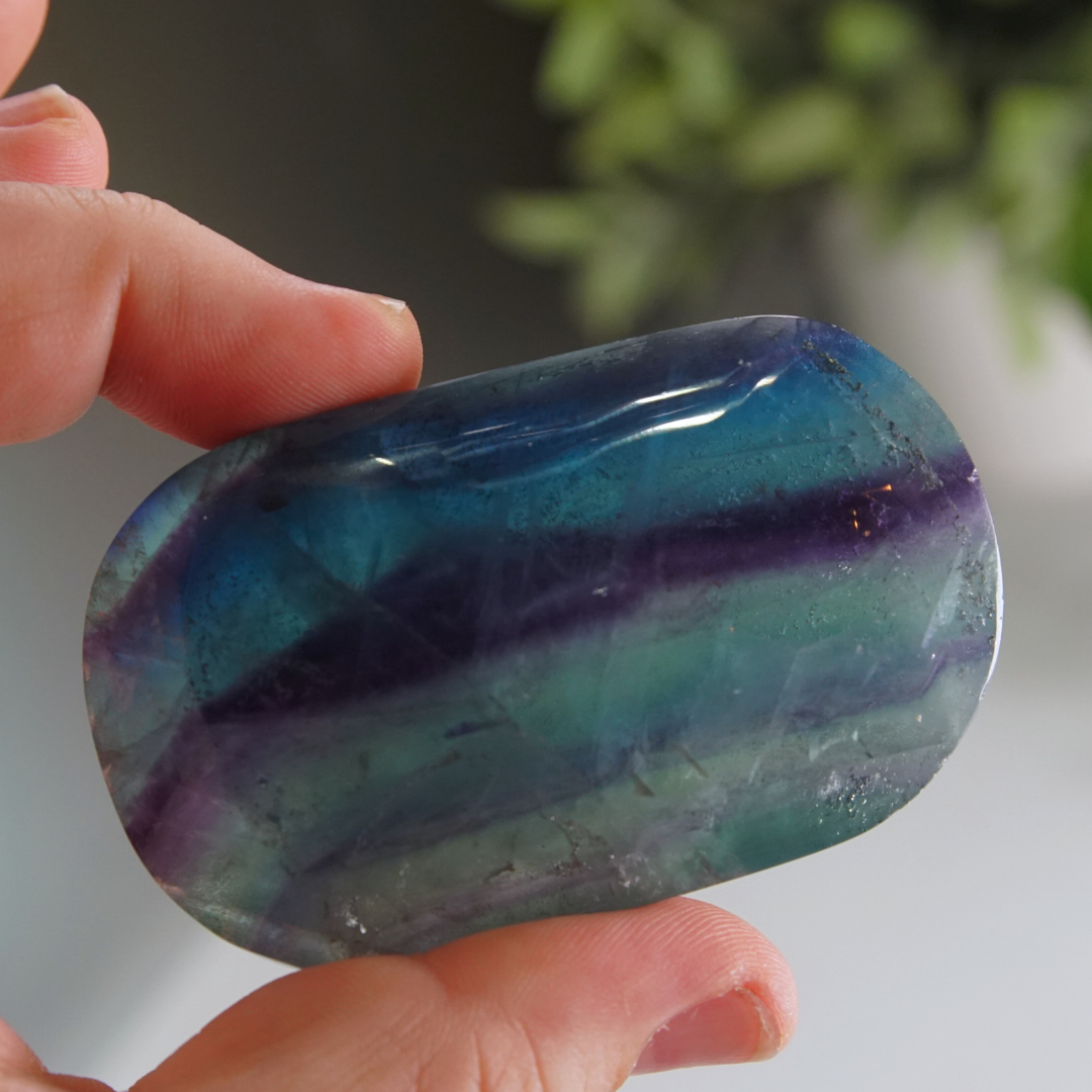 Rainbow Fluorite Palm Stone | High Quality Glassy Fluorite Palm Stone (A)