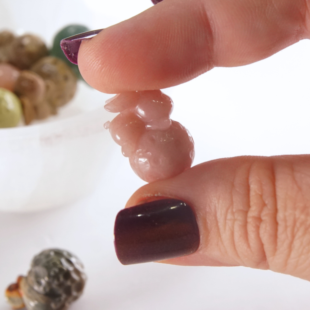 MINI Alashan Agate Cat & Bunny On Moon Carving | Intuitively Chosen