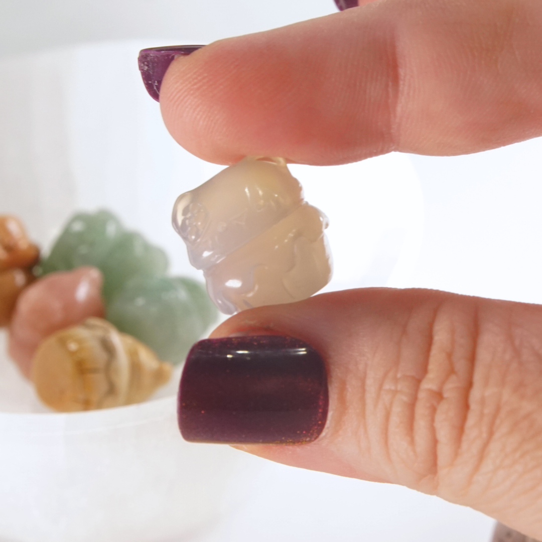 MINI Alashan Agate Cupcake Kitten Carving | Intuitively Chosen