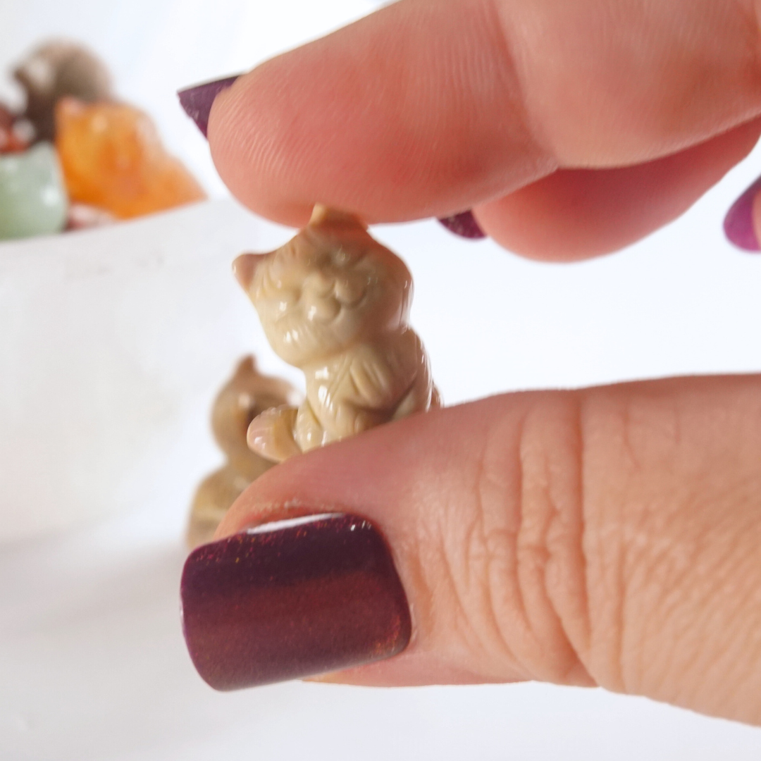 MINI Alashan Agate Sitting Cat Carving | Intuitively Chosen