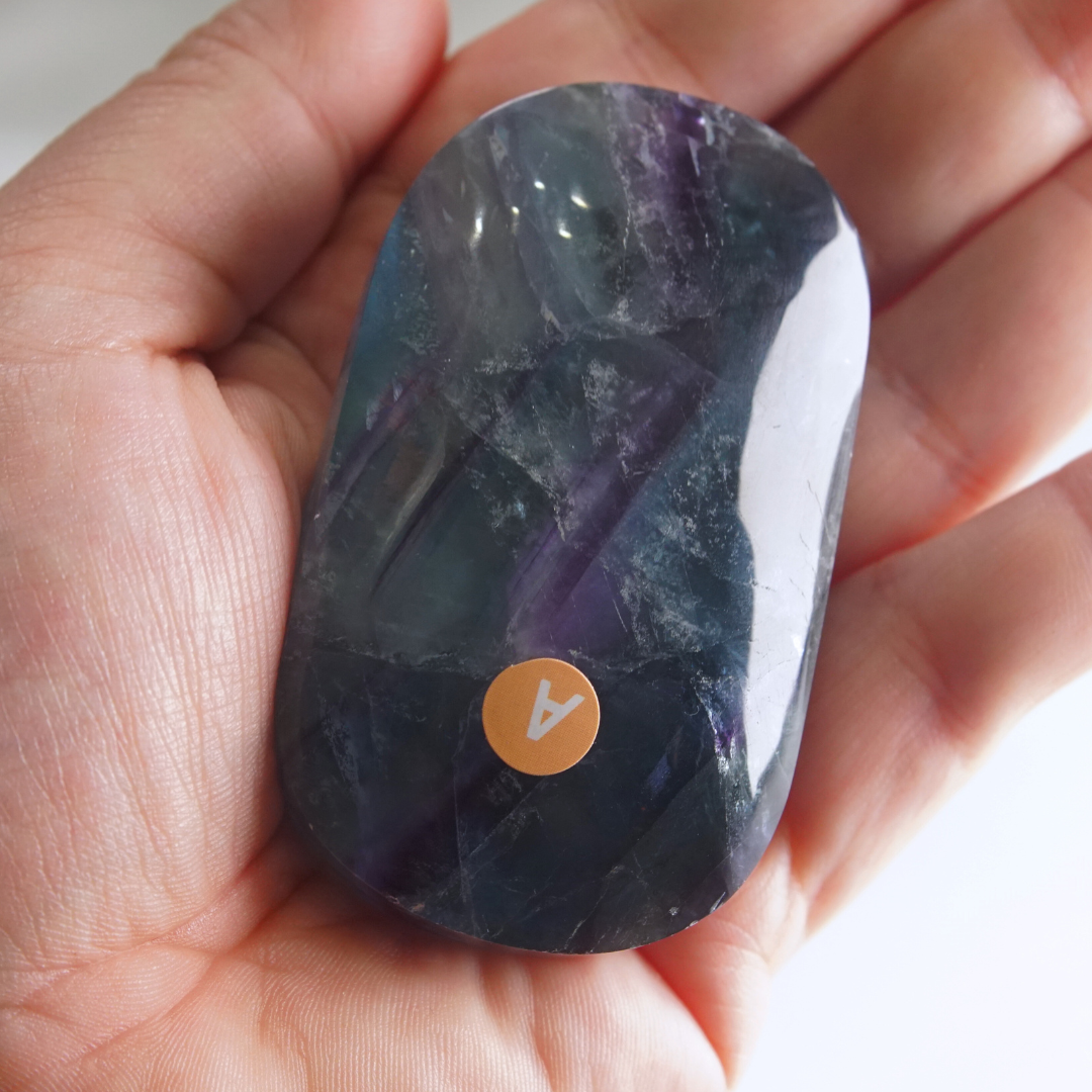 Rainbow Fluorite Palm Stone | High Quality Glassy Fluorite Palm Stone (A)