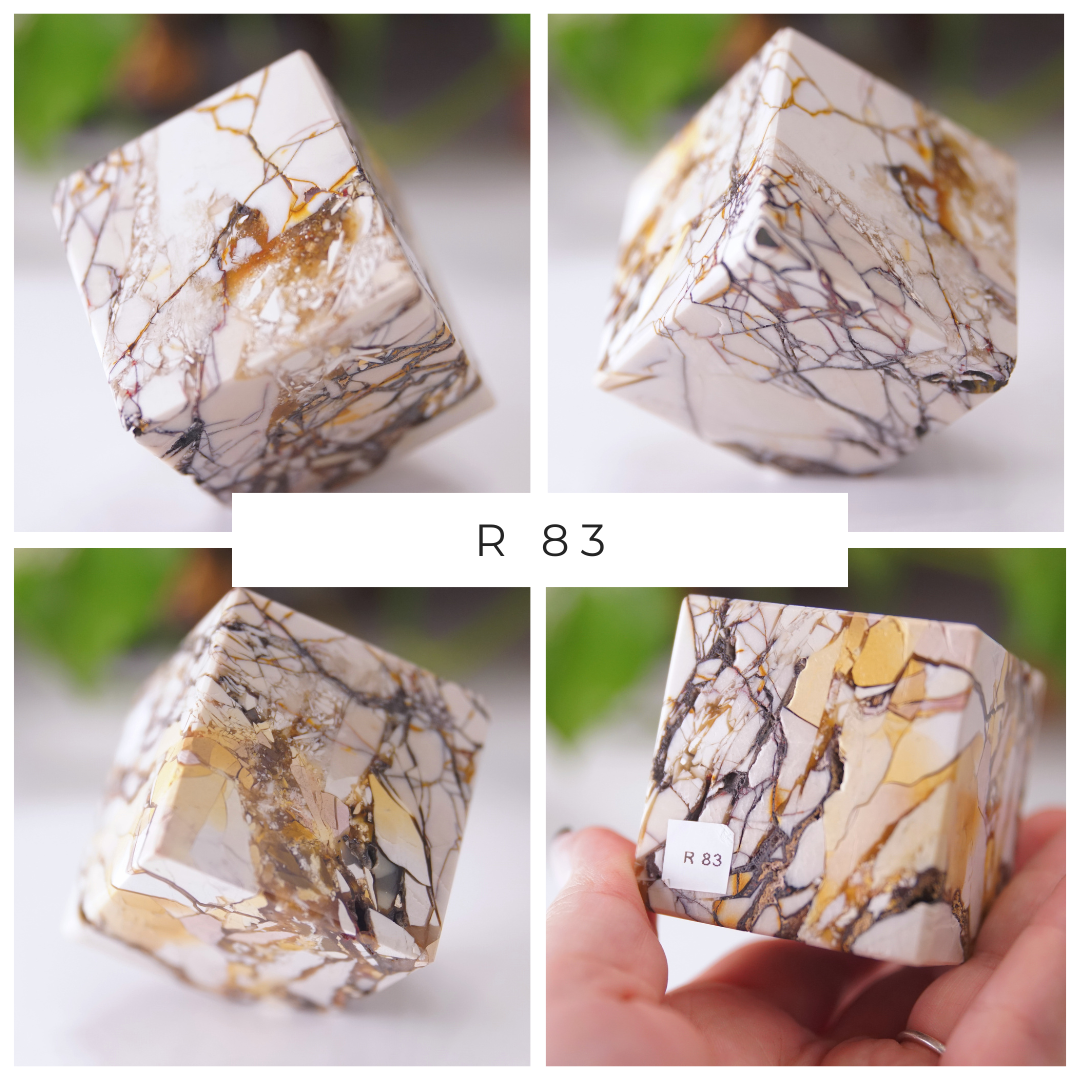 Eggshell Cream And White With Hematite Mookaite Cubes | Pick Your Favorite