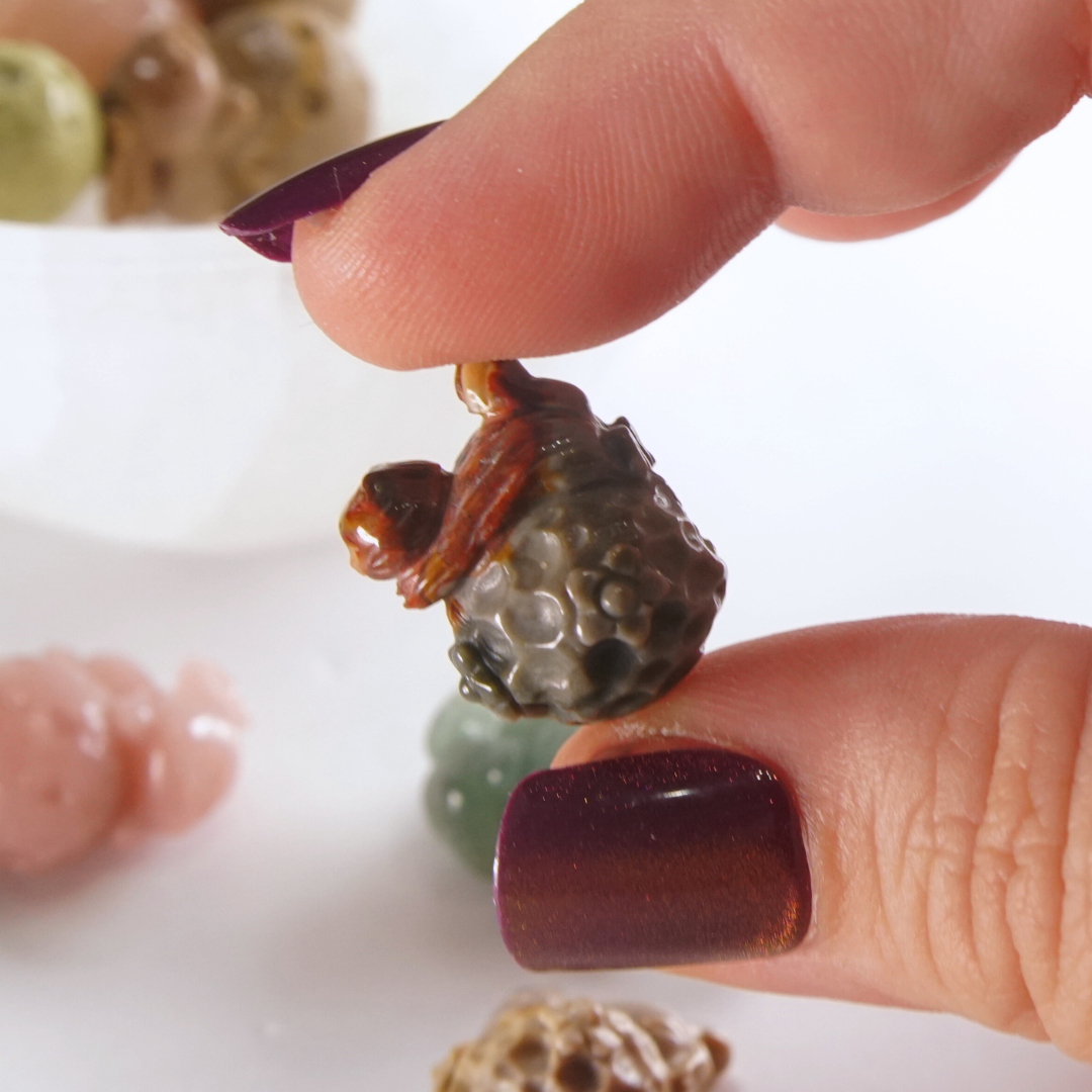 MINI Alashan Agate Cat & Bunny On Moon Carving | Intuitively Chosen