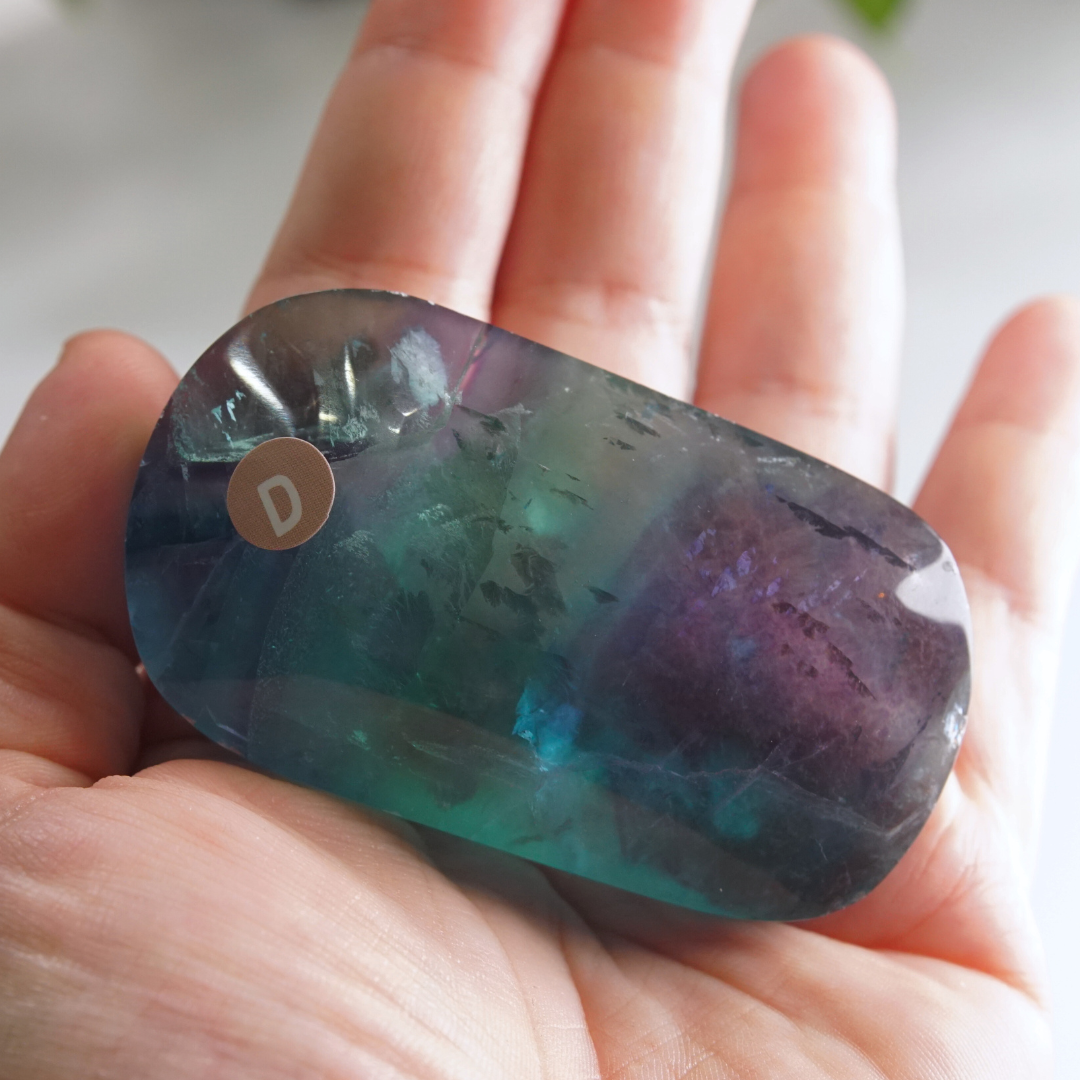 Rainbow Fluorite Palm Stone | High Quality Glassy Fluorite Palm Stone (D)