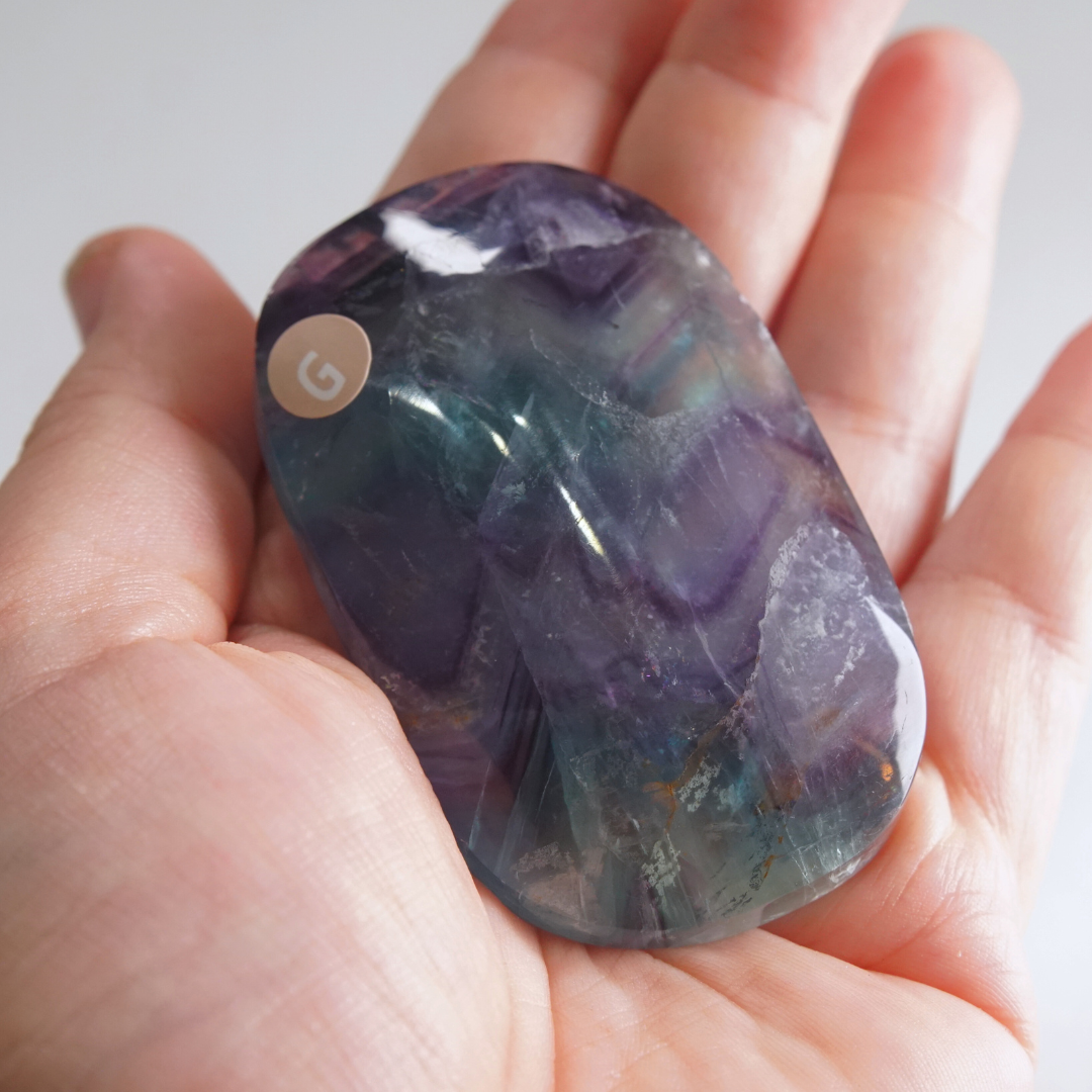 Rainbow Fluorite Palm Stone | High Quality Glassy Fluorite Palm Stone (G)
