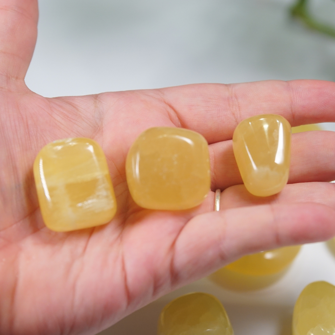 Lemon Calcite Palms & Tumbles From Pakistan - Intuitively Selected