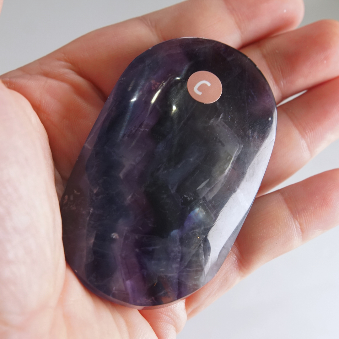 Rainbow Fluorite Palm Stone | High Quality Glassy Fluorite Palm Stone (C)