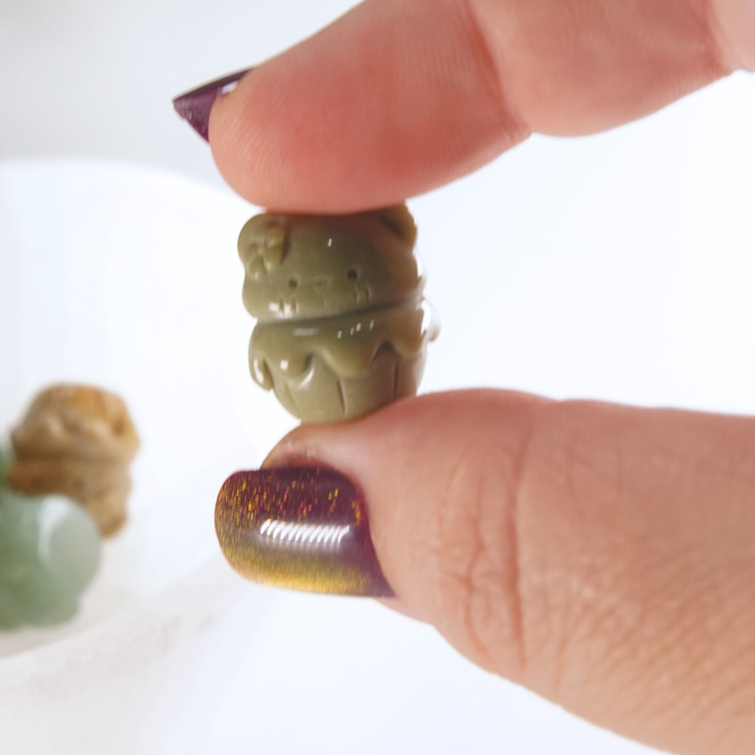 MINI Alashan Agate Cupcake Kitten Carving | Intuitively Chosen