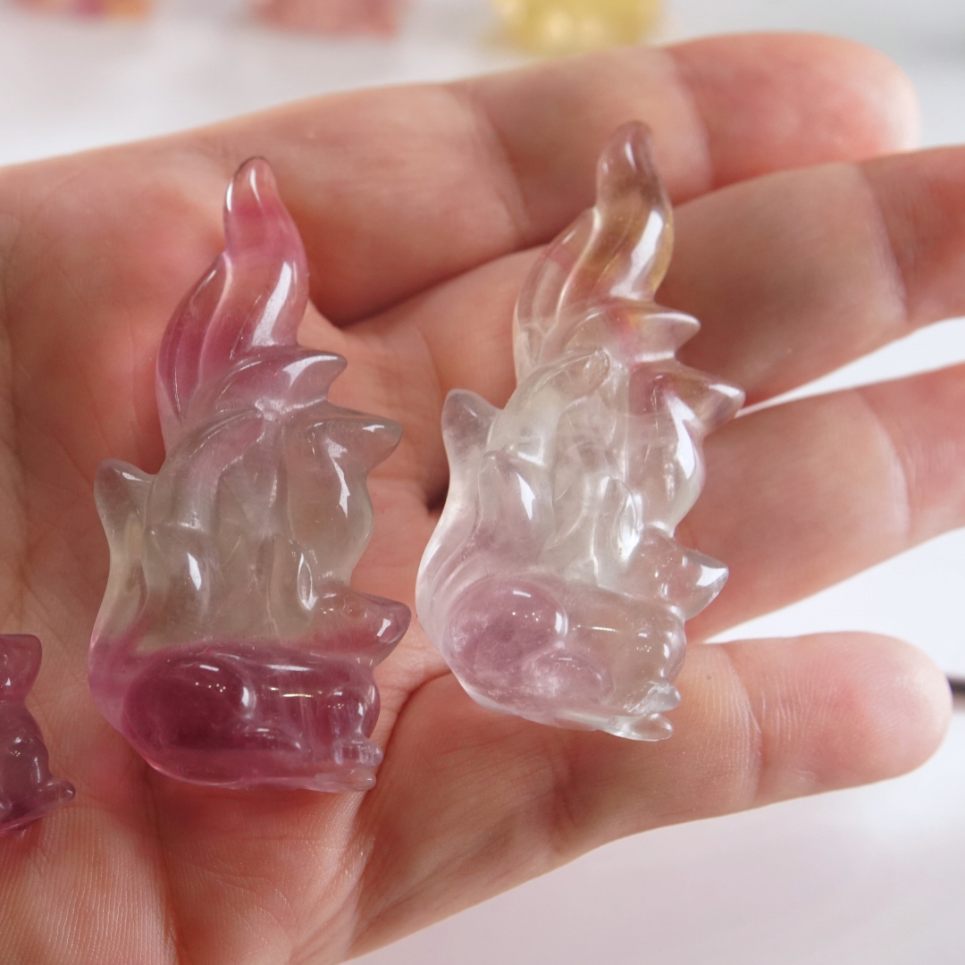 MINI Candy Fluorite Fox Carving | Pick Your Favorite