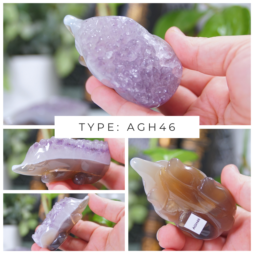 Agate & Amethyst Hedgehog Carvings
