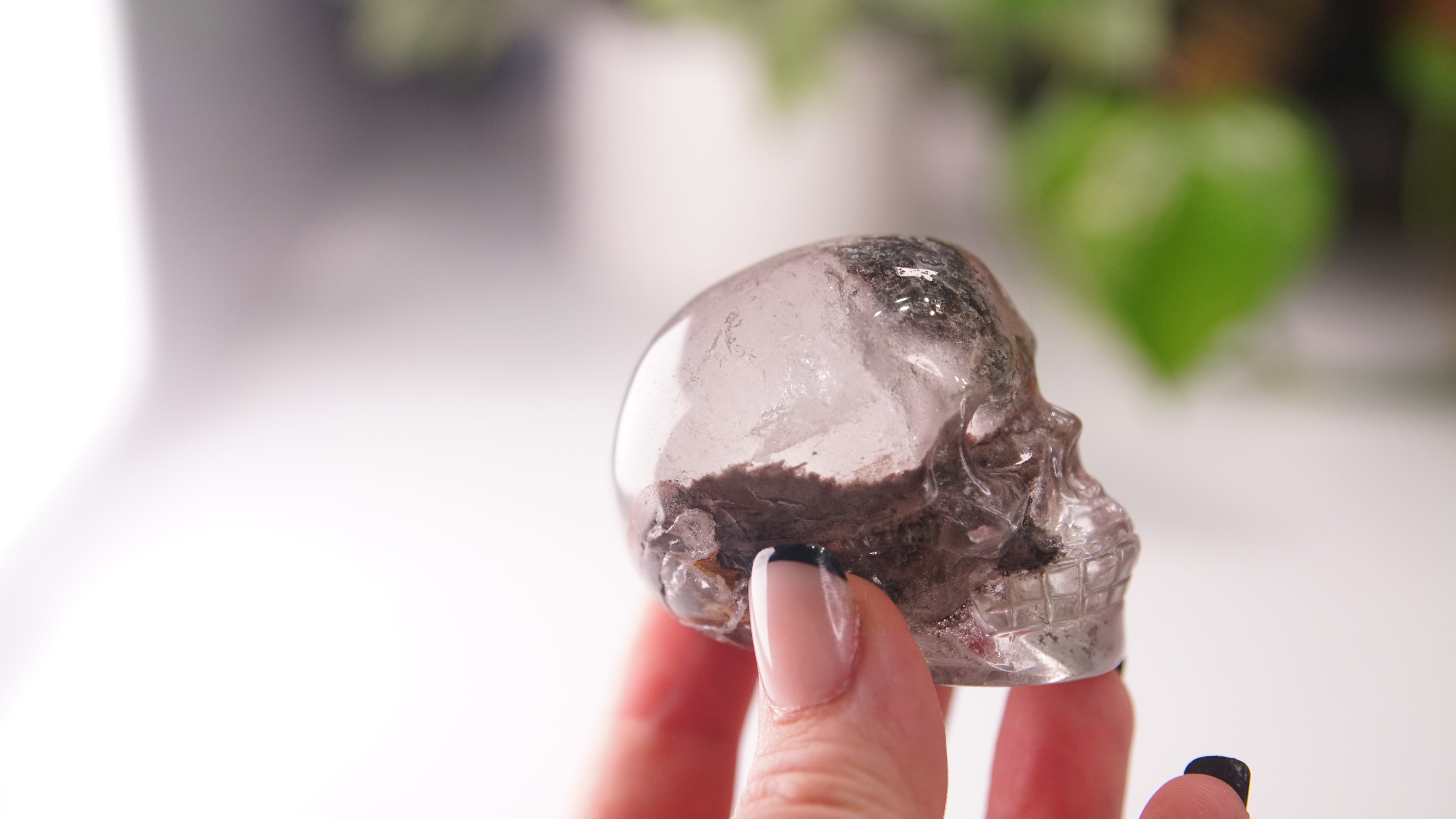 Garden Quartz Skulls Lodolite With Inclusions Crystal Carving (Large)