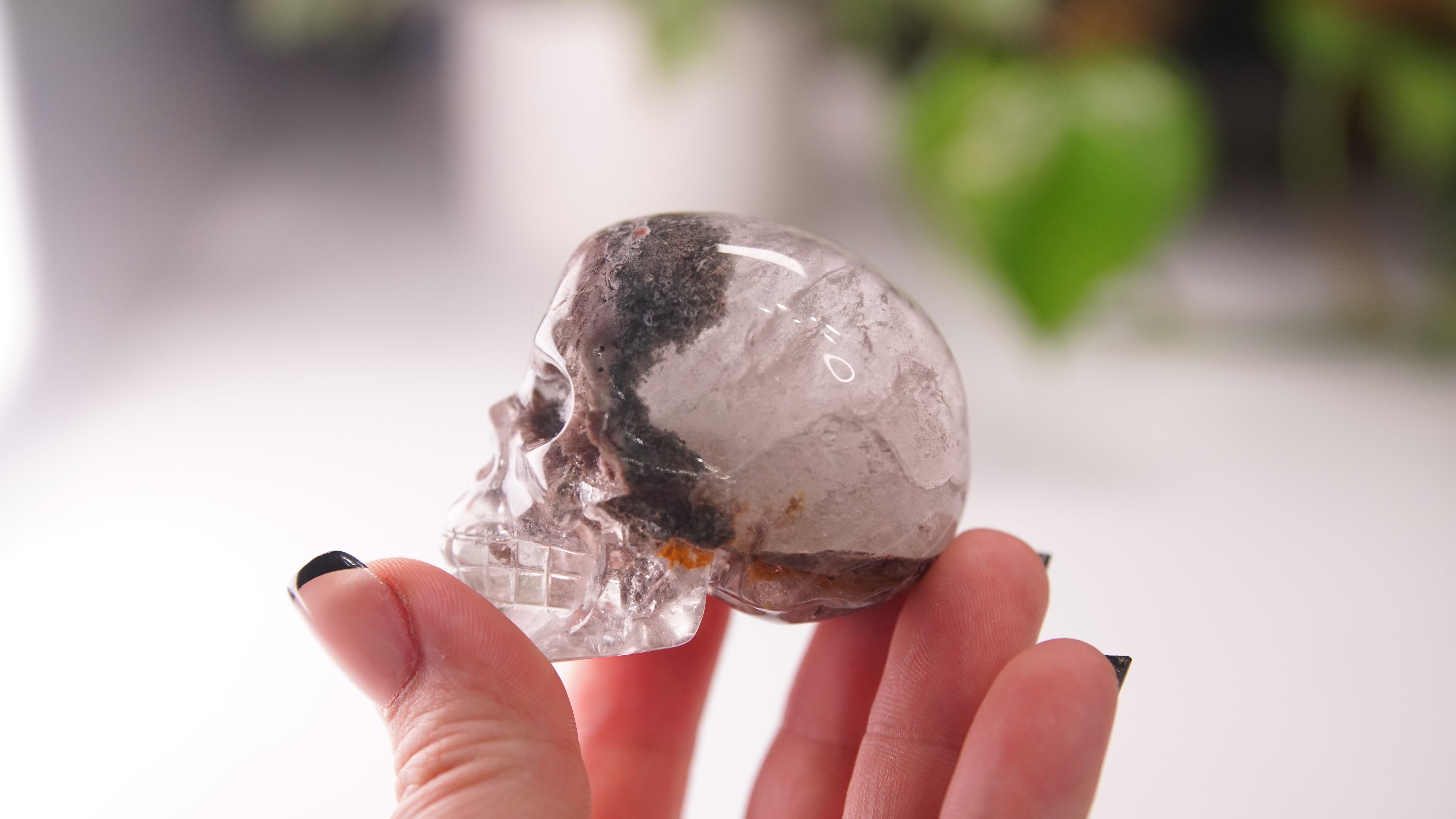 Garden Quartz Skulls Lodolite With Inclusions Crystal Carving (Large)
