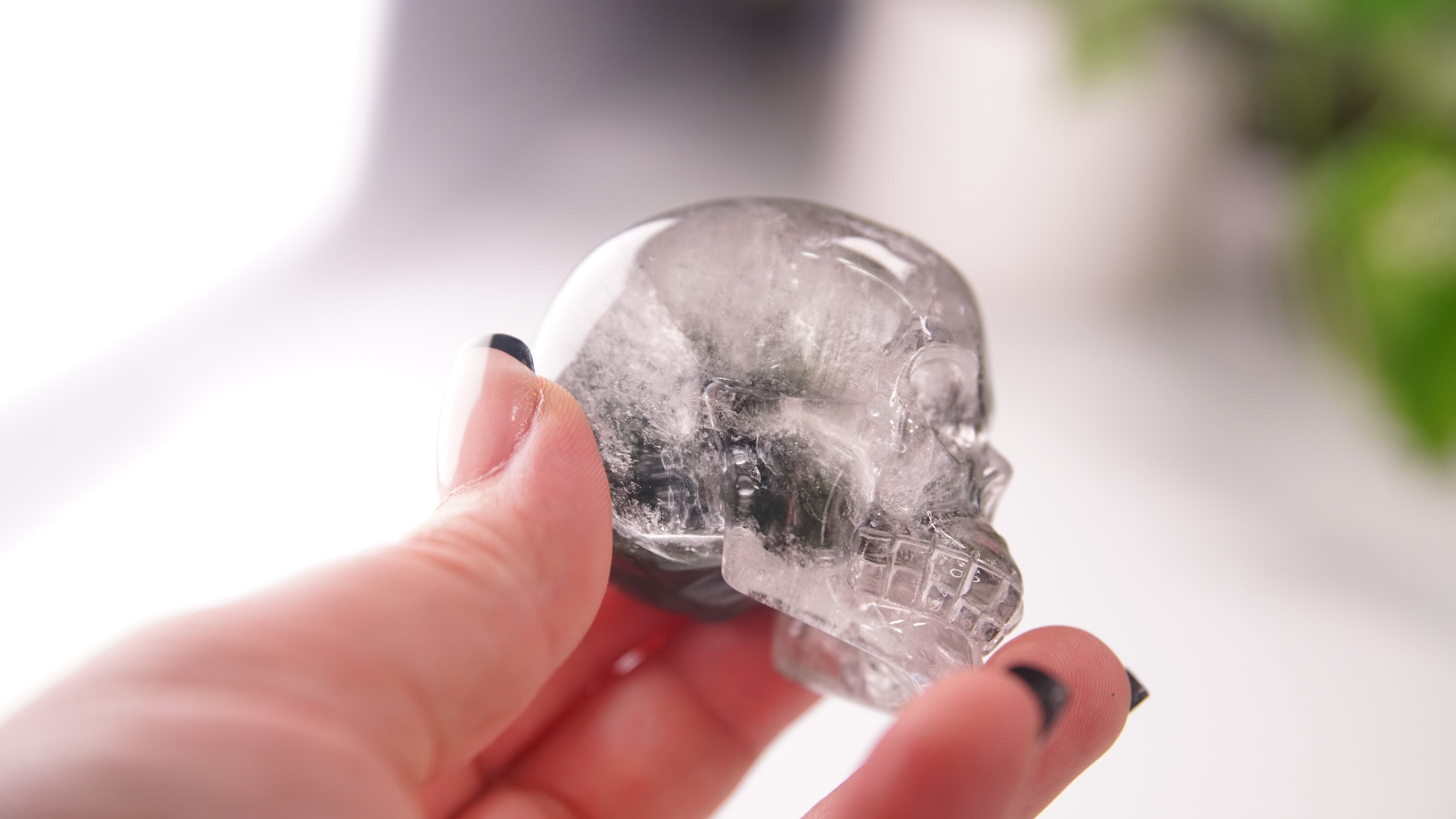 Garden Quartz Skulls Lodolite With Inclusions Crystal Carving (Large)