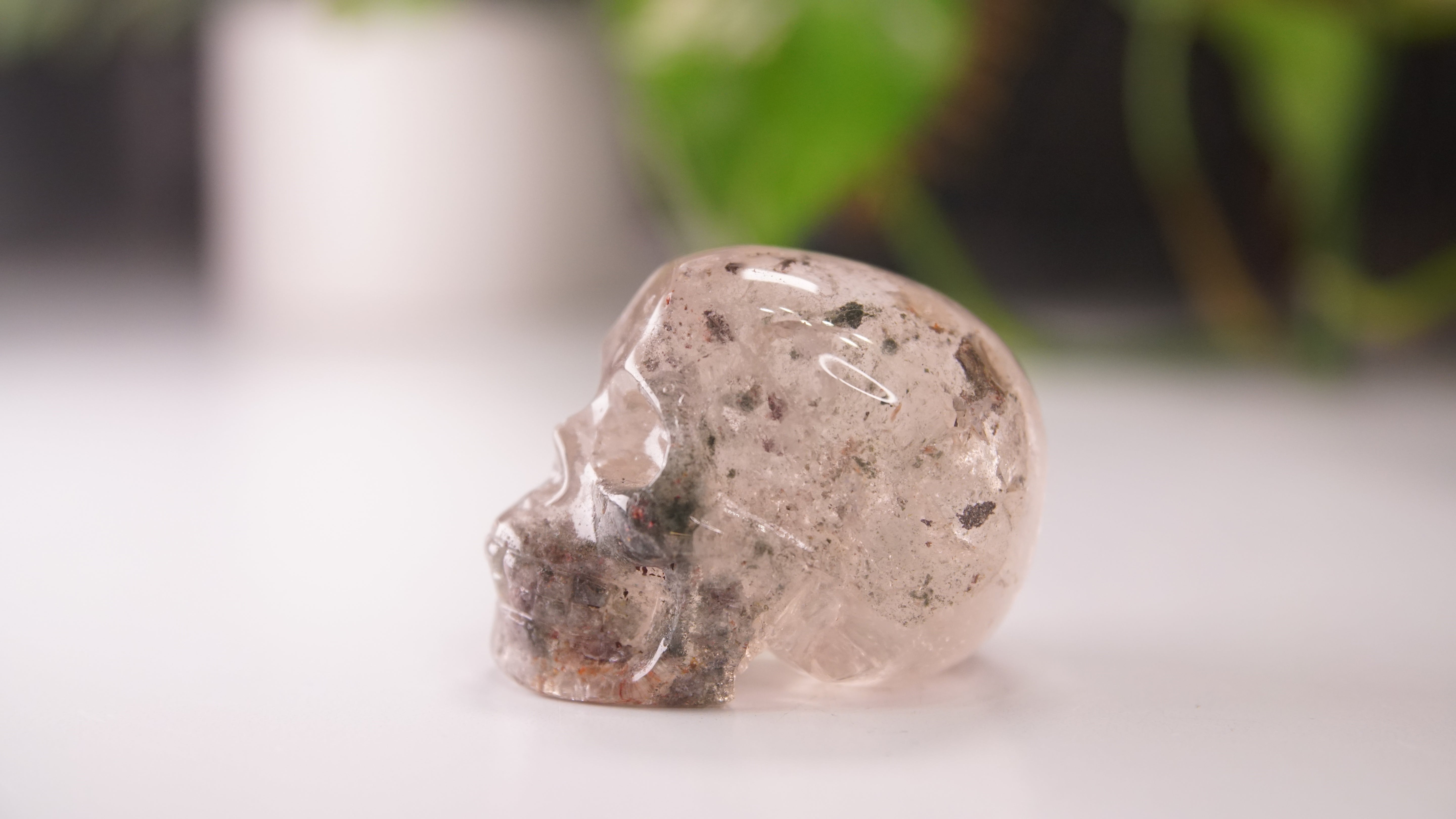 Garden Quartz Skulls Lodolite With Inclusions Crystal Carving (Large)