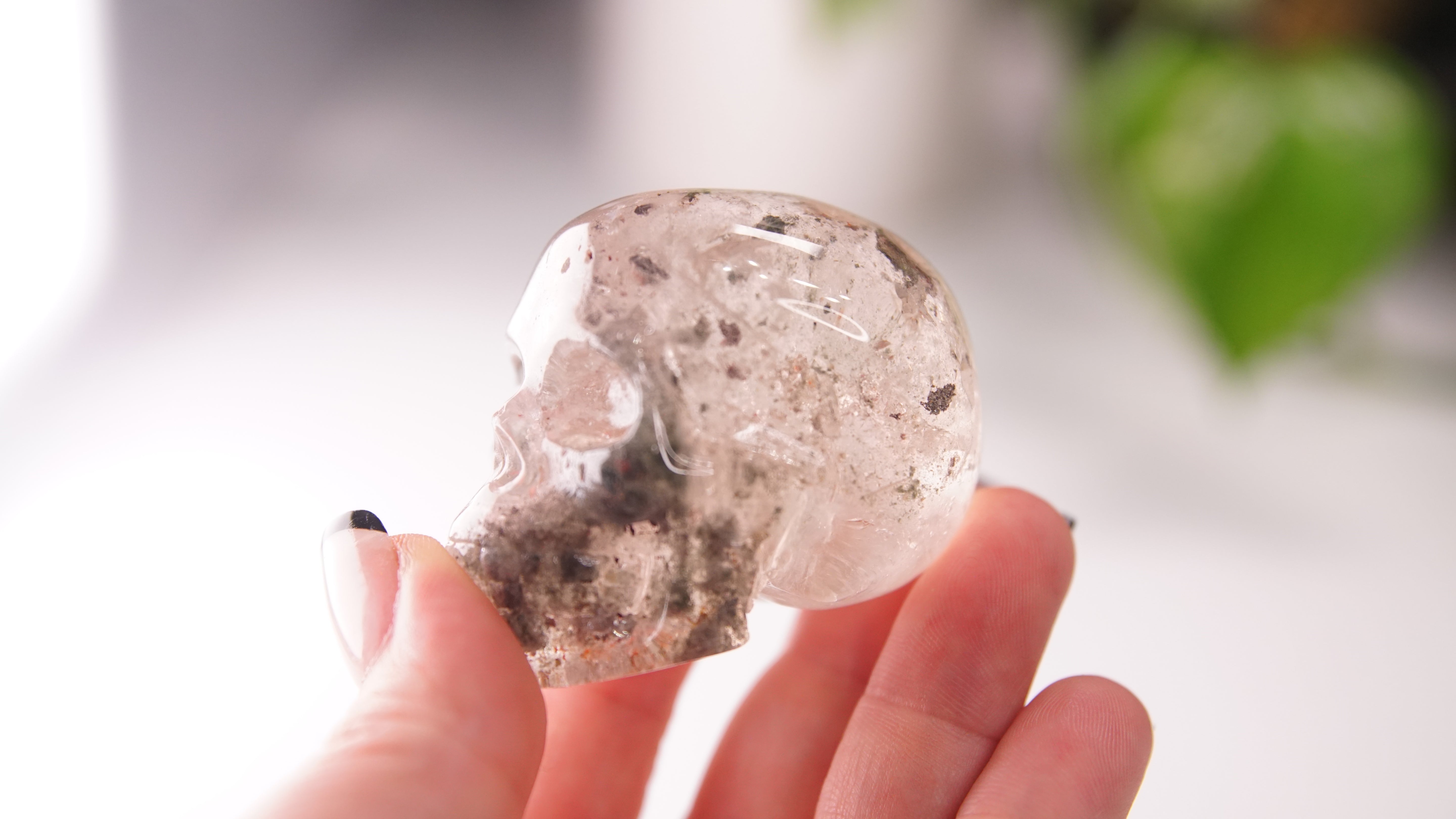 Garden Quartz Skulls Lodolite With Inclusions Crystal Carving (Large)