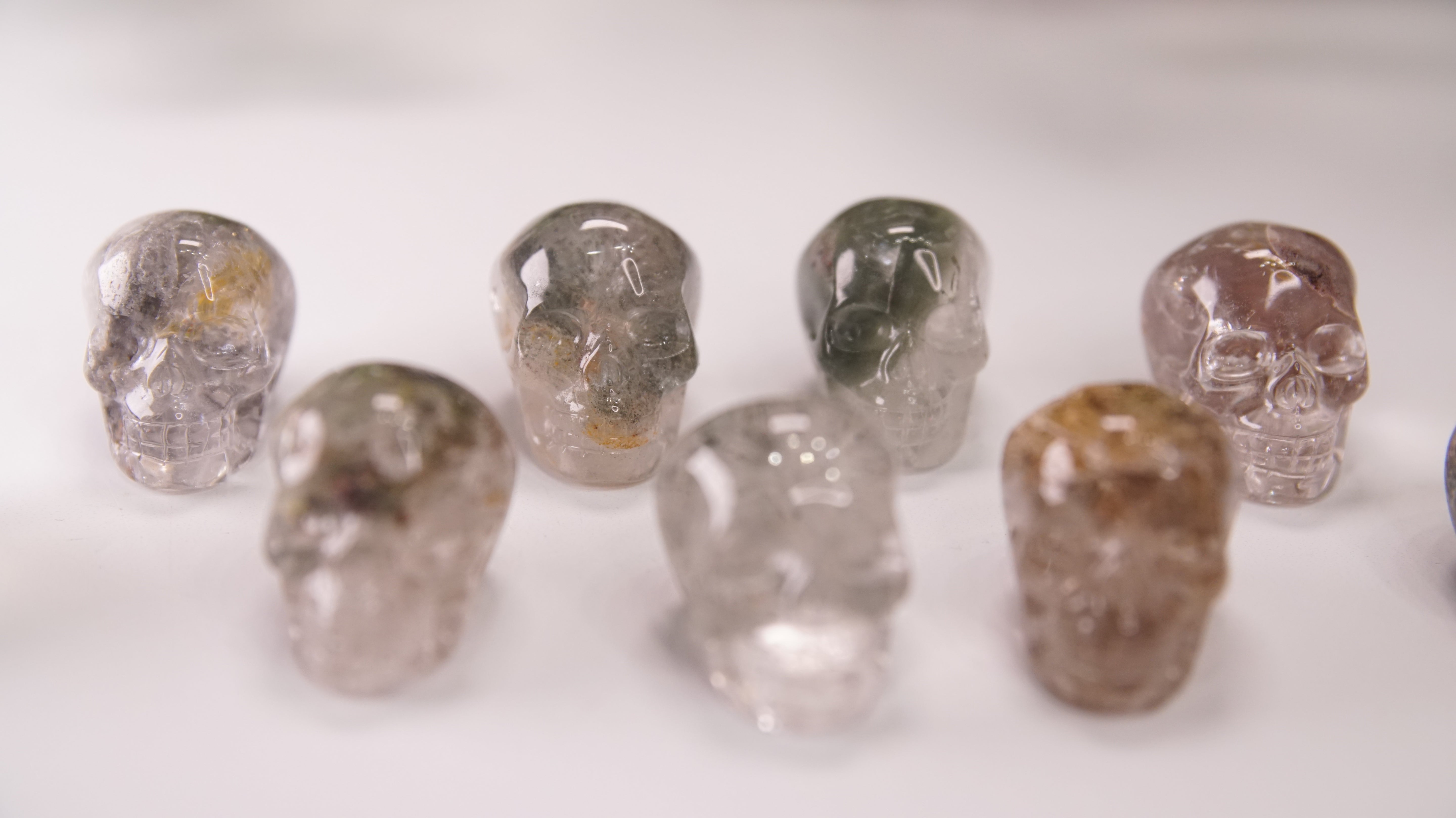 Garden Quartz Skulls Lodolite With Inclusions Crystal Carving (Mini)