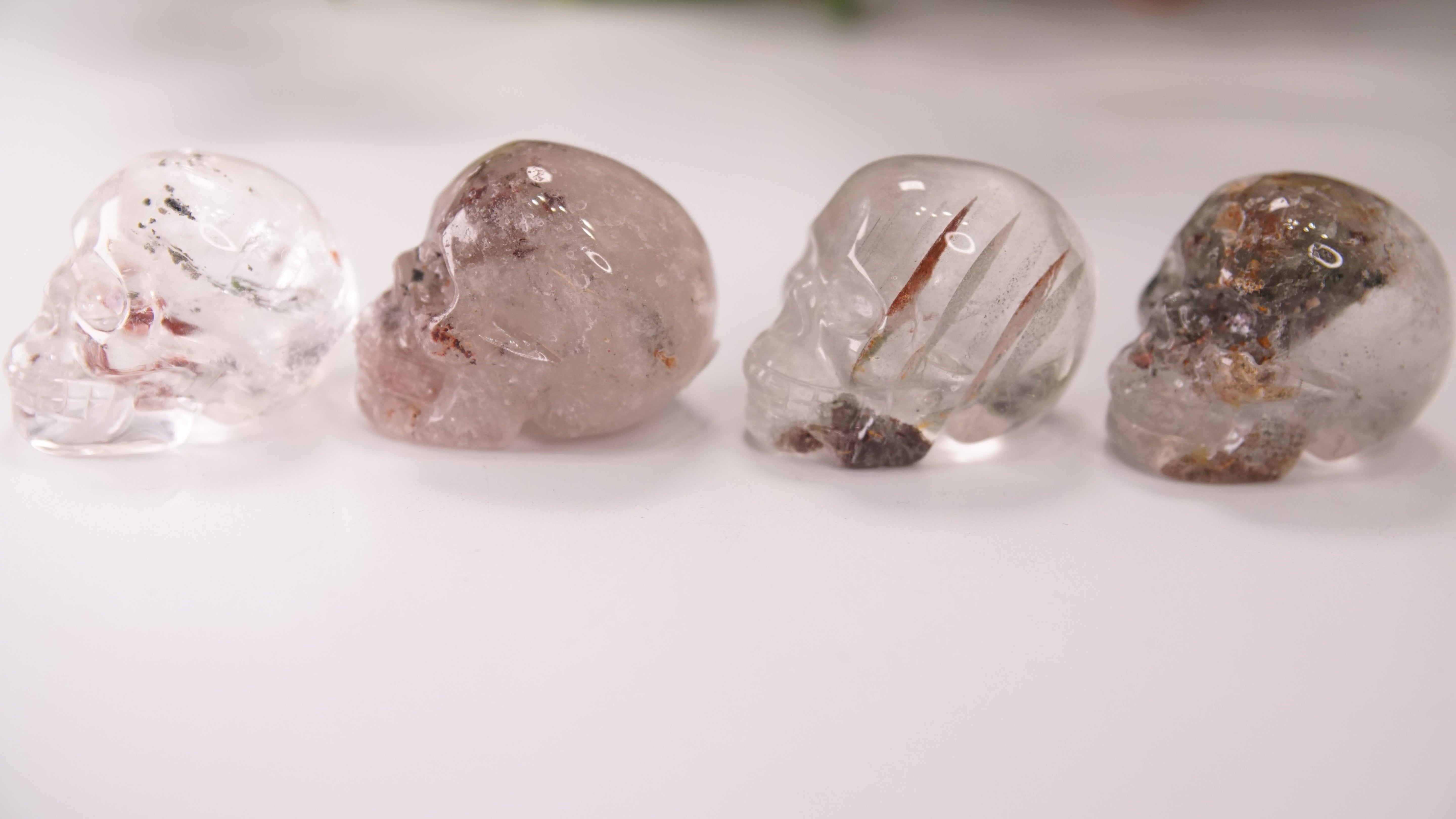 Garden Quartz Skulls Lodolite With Inclusions Crystal Carving (Medium)